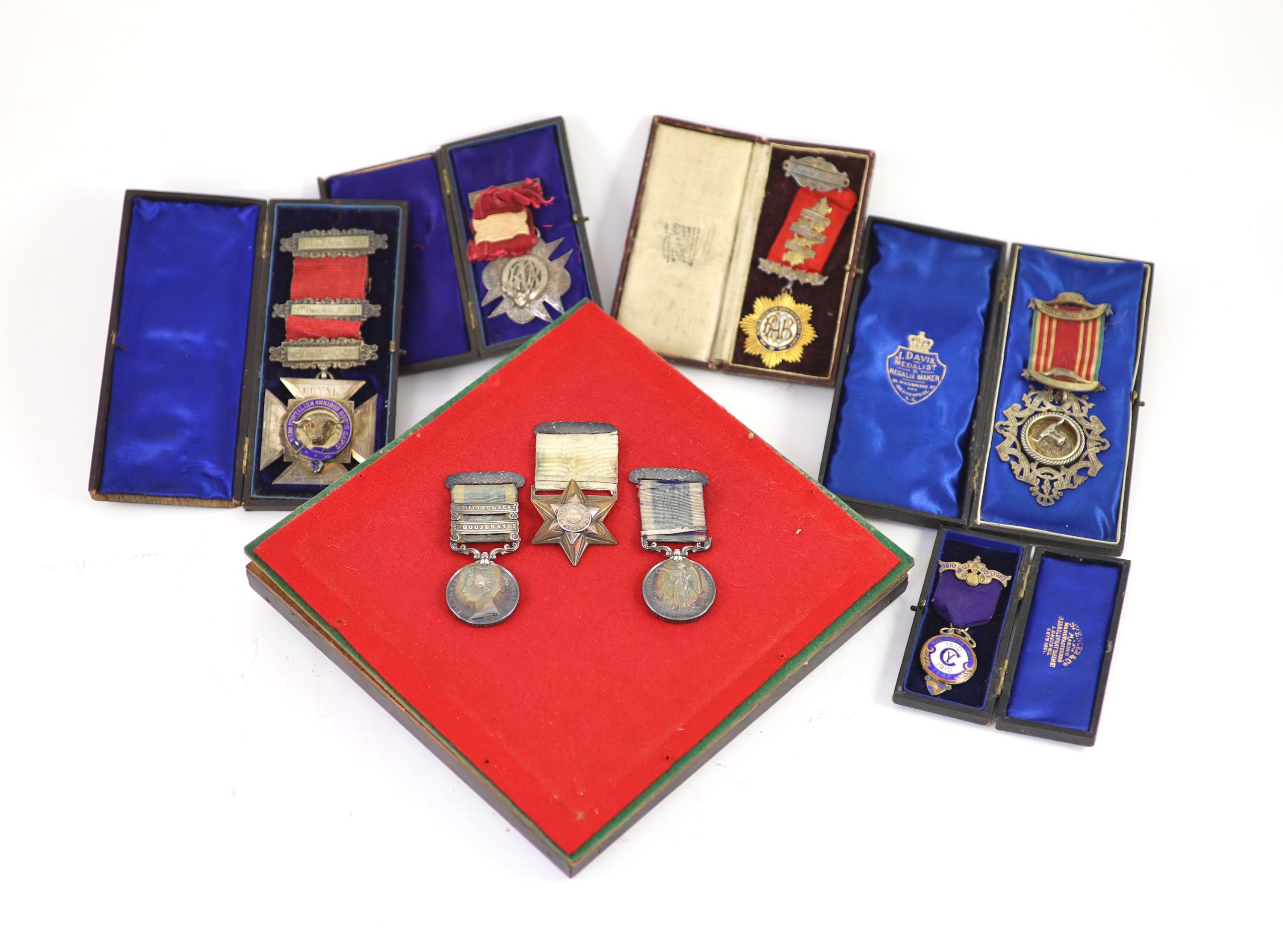A Victorian Punjab Campaign medal group of three awarded to Corporal John Collett, Queen's Royal Lancers